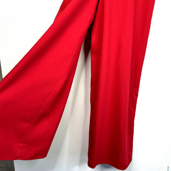 KEEPSAKE Forget You Jumpsuit Cherry Red V-Neck Sleeveless Wide Leg Asymmetrical - Picture 3 of 7